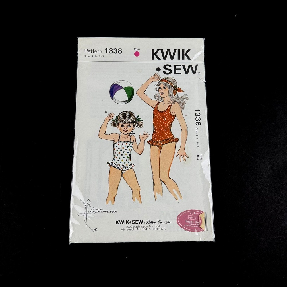 Vintage Kwik Sew Ruffle Swimsuit Sewing Pattern Girl 4 5 6 7 Kerstin Martensson